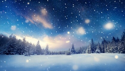 Fototapeta premium Winter christmas sky with falling snow