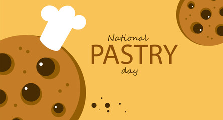 National pastry day. Hand drawn cartoon flat vector illustration. Banner, poster, greeting card, menu, recipe. Tea party, afternoon snak, breakfast, cafe themed concept background.