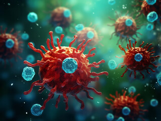 Fototapeta premium Gorgious Coronavirus covid-19 virus cell background with text space