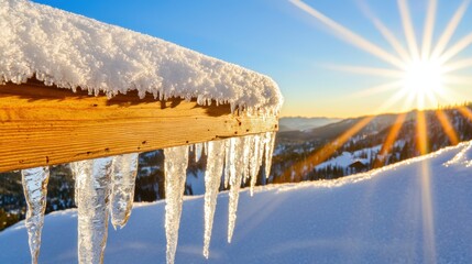 Sunrise Over Snowcapped Highlands with Golden Rays