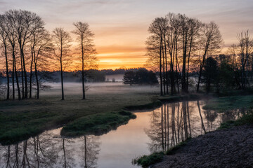 The spring river Grabia in my area before sunrise