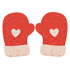  Christmas decoration glove and two red hearts