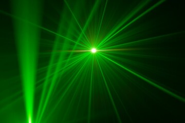 Dramatic Green Light Beams in Darkness.generative AI
