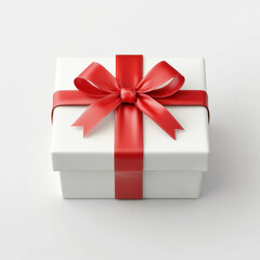 beautifully wrapped gift box with red ribbon and bow, perfect for celebrations