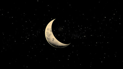 Naklejka premium Darkness falls as stars and moon illuminate a vast, mysterious black background sky with subtle gradient, evoking a sense of celestial wonder and infinite possibility. Infinite. Illustration