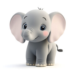 Naklejka premium 3d rendering cute baby elephant on white background