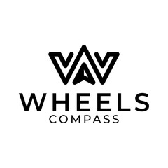 letter W compass logo design 