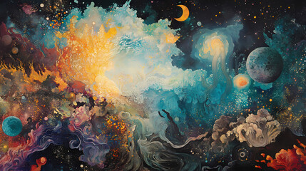 Expand your awareness beyond the confines of time and space, transcending the limitations of the physical realm. merge with the infinite essence of the universe. Infinite. Illustration