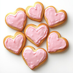 Heart shaped cookies with pink icing create delightful treat