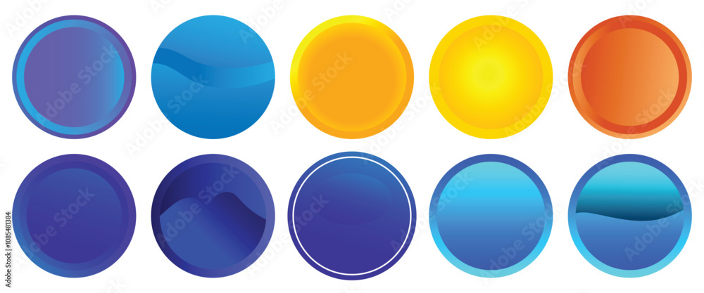 Leinwandbilder set of glossy circle buttons sign for web, 3d round click button icons. spheres and ball set, emblem