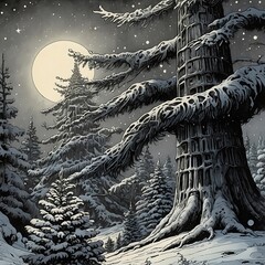 Fototapeta premium Animal themed Christmas.black and white