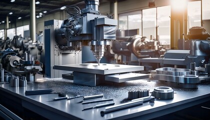 Fototapeta premium Metalworking exhibitions showcase the latest machining trends. 