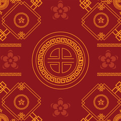  vector illustration of backgrounds with red chinese pattern