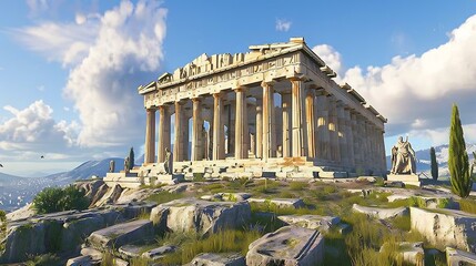 The Parthenon on a Sunny Day in Athens