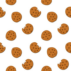 Obraz premium Cookie cartoon so cute. On white background. Pattern seamless vector illustration. 