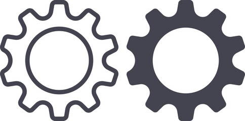 Gear and Cog Silhouette Vector Icon Set for Industrial and Mechanical Design