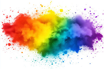 Vibrant Rainbow Color Explosion with Multicolored Powder Clouds in a Whimsical Abstract Design for Creative Projects