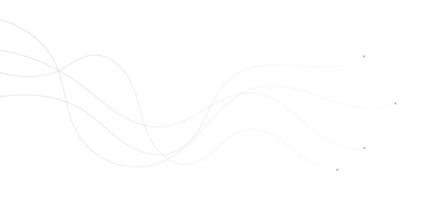 Abstract gray wave dynamic curve lines on transparent background with flowing particles. Digital energy waves technology concept. Modern backdrop design for business, presentation, banner.