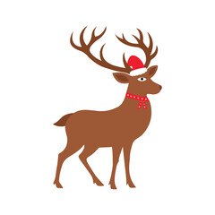 Reindeer Christmas vector art illustration isolated on white background.