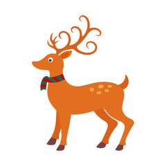 Reindeer Christmas vector art illustration isolated on white background.