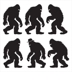 set of vector bigfoot silhouette