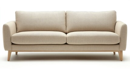 Fototapeta premium Modern Beige Sofa with Comfortable Cushions and Elegant Design Perfect for Living Room, Lounge, or Home Interior Style and Cozy Atmosphere