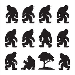 set of vector bigfoot silhouette