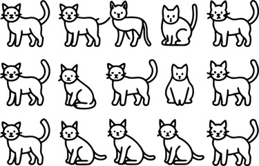 set of cats silhouettes