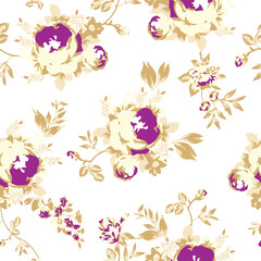 Big flowers pattern, upscale floral pattern. graphical textures floral, trendy colors pattern , flowers background with leaves. vector illustration.