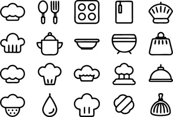 restaurant icons set