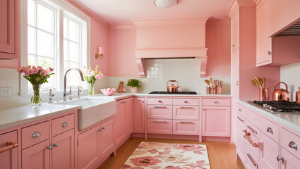Pink kitchen interior
