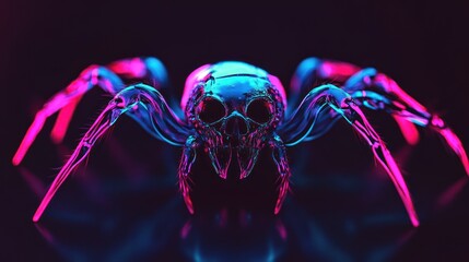 Fototapeta premium Neon Spider Skull