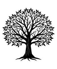 Obraz premium Black Silhouette Tree Vector. Forest Vector illustration