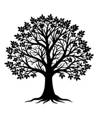 Black Silhouette Tree Vector. Forest Vector illustration