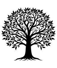 Black Silhouette Tree Vector. Forest Vector illustration
