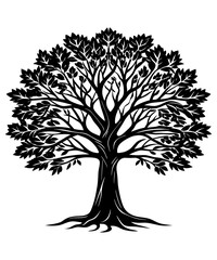 Obraz premium Black Silhouette Tree Vector. Forest Vector illustration