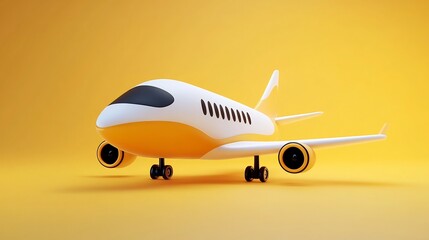 Fototapeta premium Streamlined Airplane Icon:A Minimalist 3D of Modern Air Travel