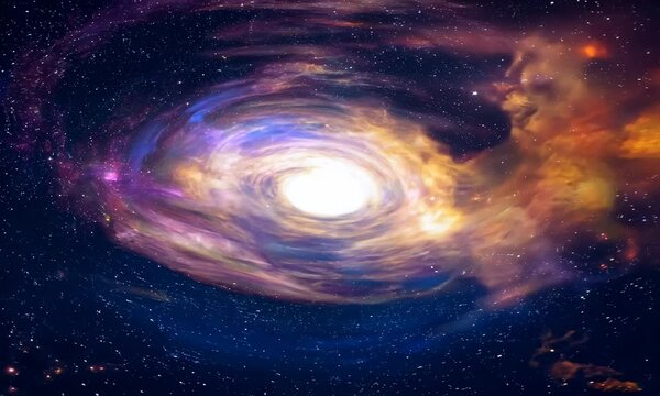 360 degree space background with nebula and stars, equirectangular projection, environment map. HDRI spherical panorama.