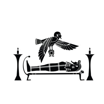 khet, symbol of the physical body, the bird and the king of the Middle East are lying down