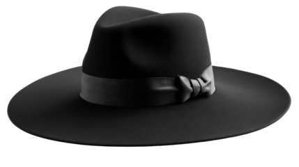 a black hat with a bow 