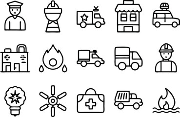 set of vector icons with a white background