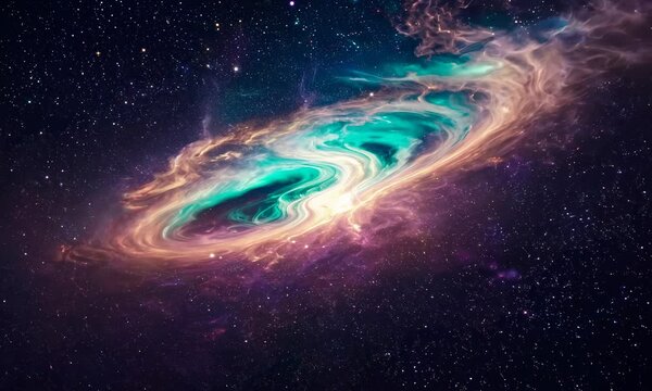 360 degree space background with nebula and stars, equirectangular projection, environment map. HDRI spherical panorama.