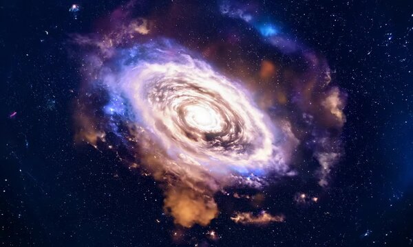 360 degree space background with nebula and stars, equirectangular projection, environment map. HDRI spherical panorama.