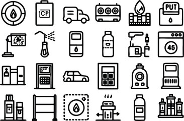 set of icons of buildings