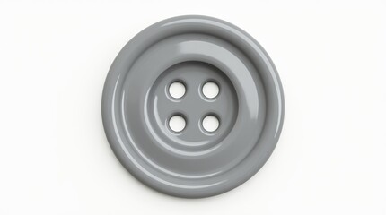 Detailed Realistic Gray Plastic Sewing Button Isolated on White