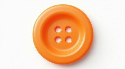 Fototapeta premium Detailed Realistic Orange Plastic Sewing Button On White Background