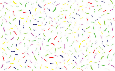 Confetti falling background. Birthday, weeding anniversary, Party, event, festive firework. Multicolored Carnival confetti on white background.