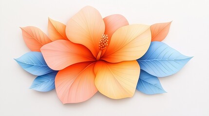 A vibrant, artistic flower design featuring orange and blue petals, showcasing a blend of colors and natural beauty.