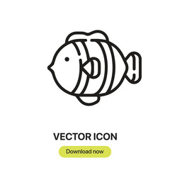 Fish icon vector. Linear-style sign for mobile concept and web design. Fish symbol illustration. Pixel vector graphics - Vector.	
