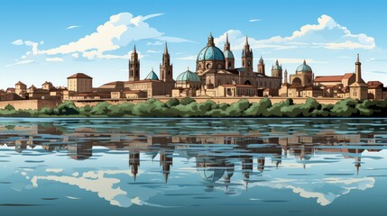 Fototapeta premium Illustration of beautiful view of Florence, 